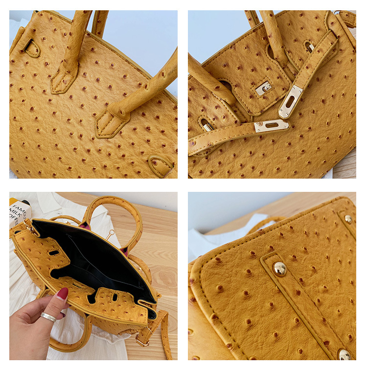 Fashion Yellow Ostrich Pattern Portable Slung Shoulder Bag,Handbags