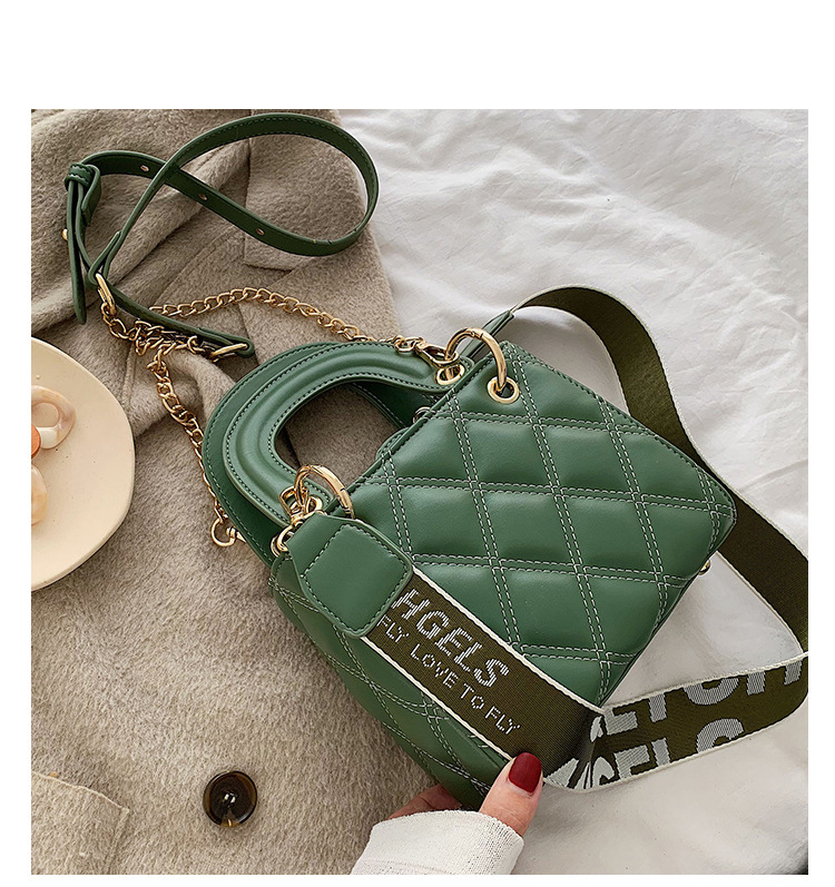 Fashion Green Lingge Chain Hand Shoulder Shoulder Bag,Handbags