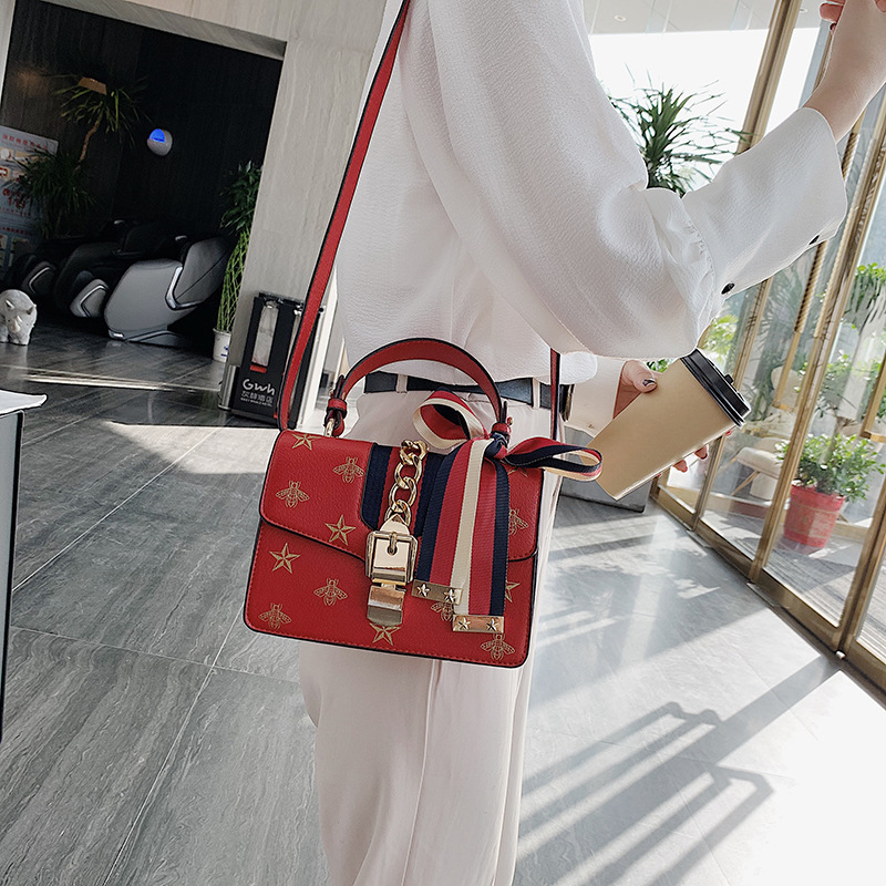 Fashion Red Embroidered Bow Shoulder Bag,Handbags