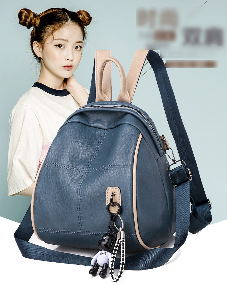 Fashion Blue Bear Pendant Backpack,Backpack