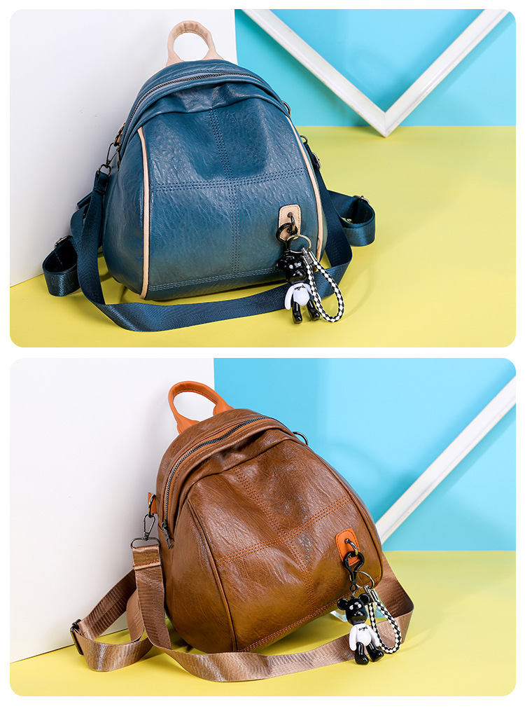 Fashion Blue Bear Pendant Backpack,Backpack