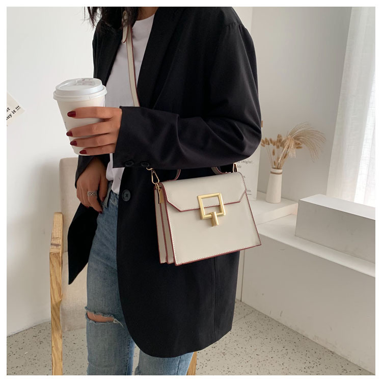Fashion Black Square Buckle Shoulder Shoulder Bag,Handbags