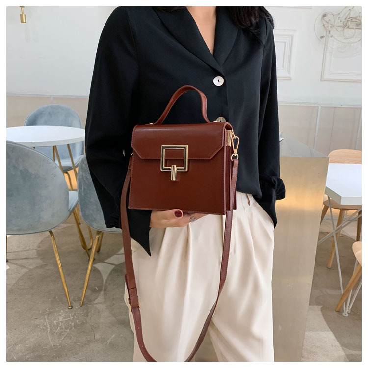 Fashion Yellow Brown Square Buckle Shoulder Shoulder Bag,Handbags