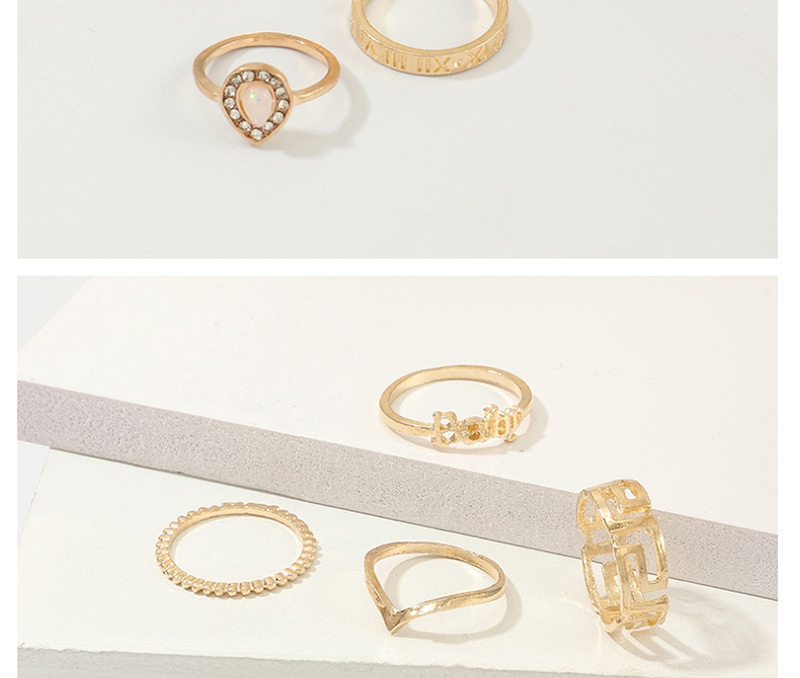 Fashion Gold Letter Baby Love Diamond Ring Set Of 7,Fashion Rings