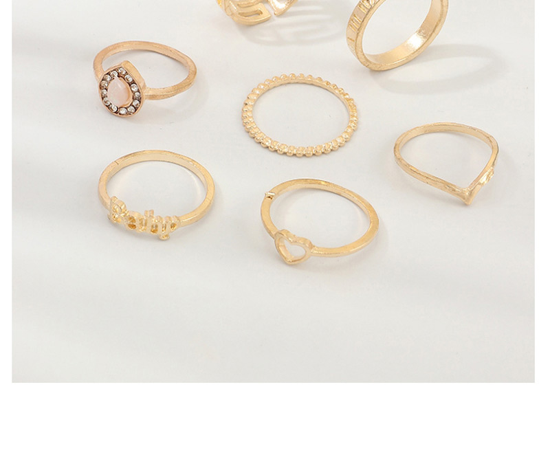 Fashion Gold Letter Baby Love Diamond Ring Set Of 7,Fashion Rings