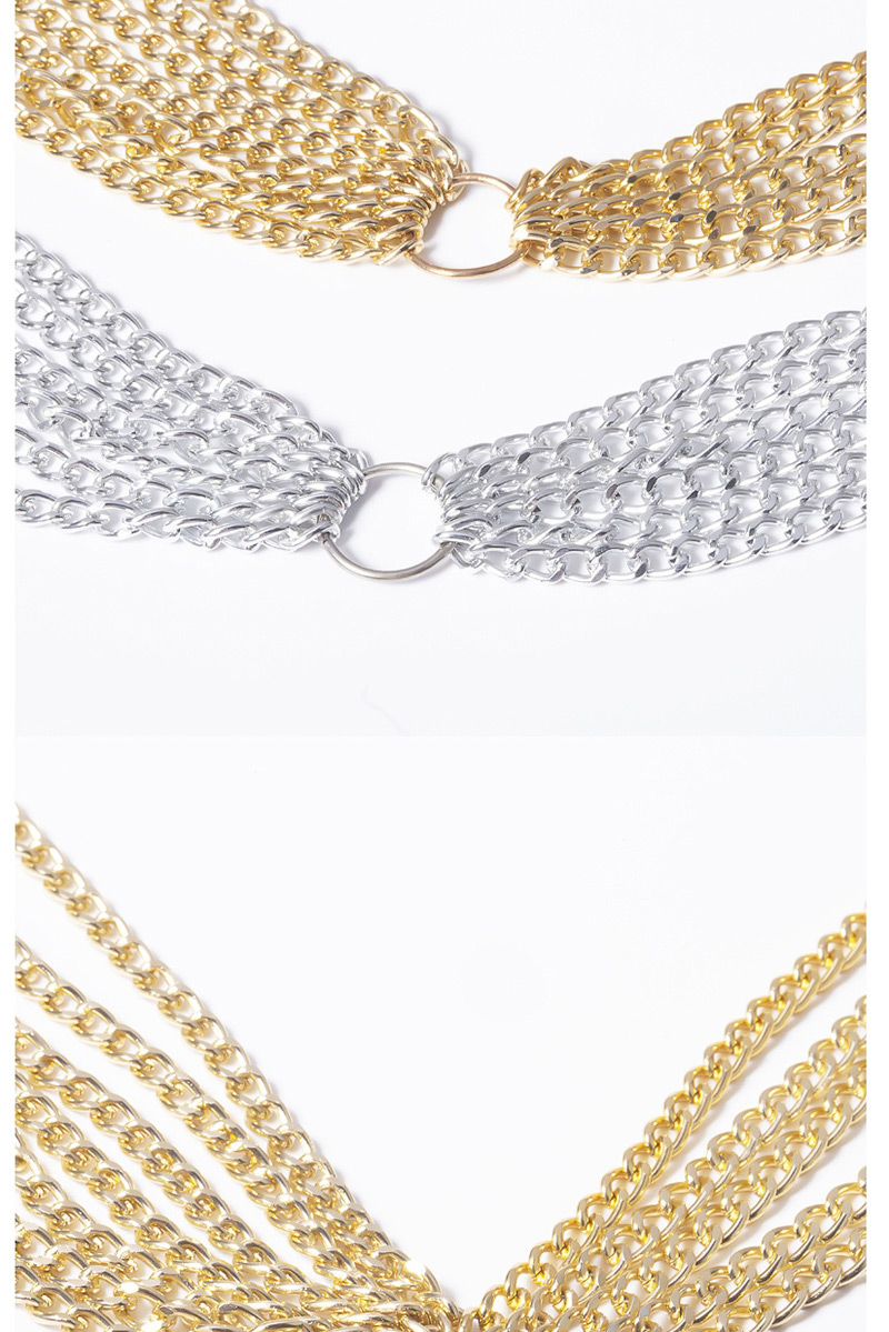Fashion White K Multi-layer Geometric U-shaped Tassel Chain Waist Chain,Body Piercing Jewelry