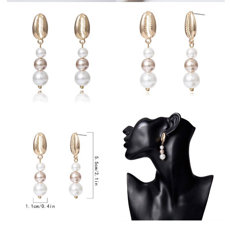 Fashion Golden Shell Pearl Heart Shaped Pearl Shell Geometric Earrings,Drop Earrings