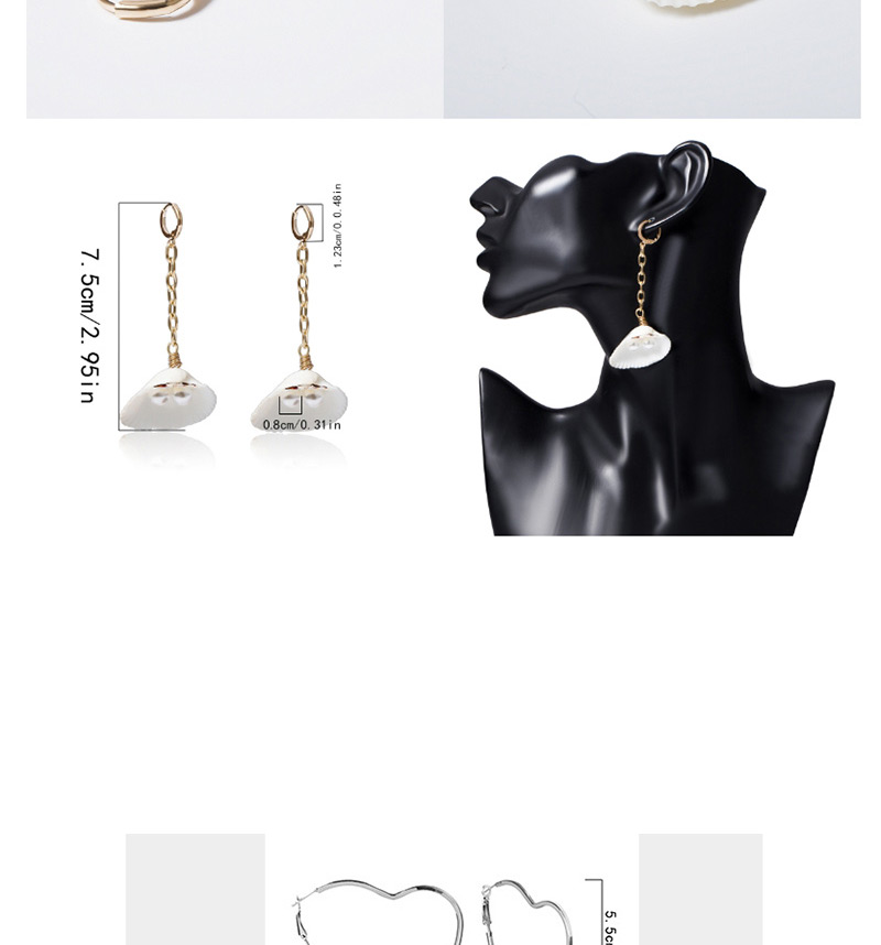 Fashion Golden Pearl Drop Shape Heart Shaped Pearl Shell Geometric Earrings,Drop Earrings