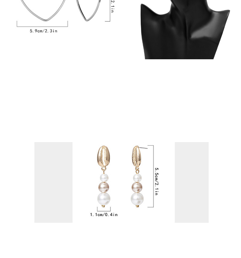 Fashion Golden Shell Pearl Heart Shaped Pearl Shell Geometric Earrings,Drop Earrings
