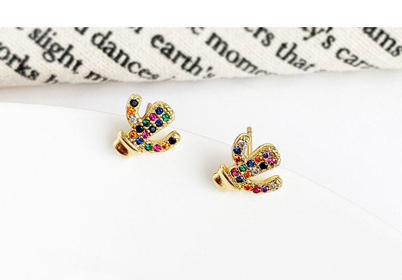 Fashion Gold Copper Inlaid Zircon Elephant Stud Earrings,Earrings