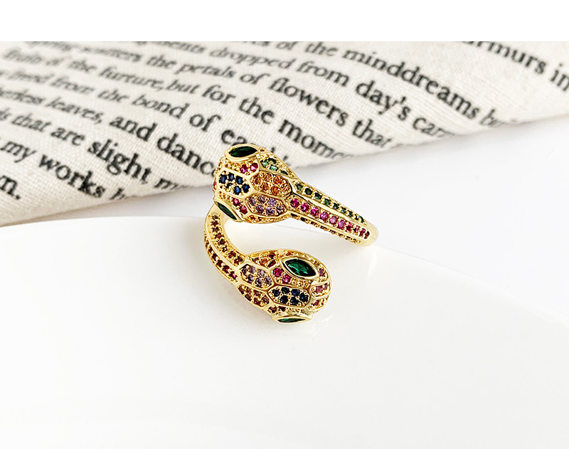 Fashion Gold Copper Inlaid Zircon Snake Ring,Rings