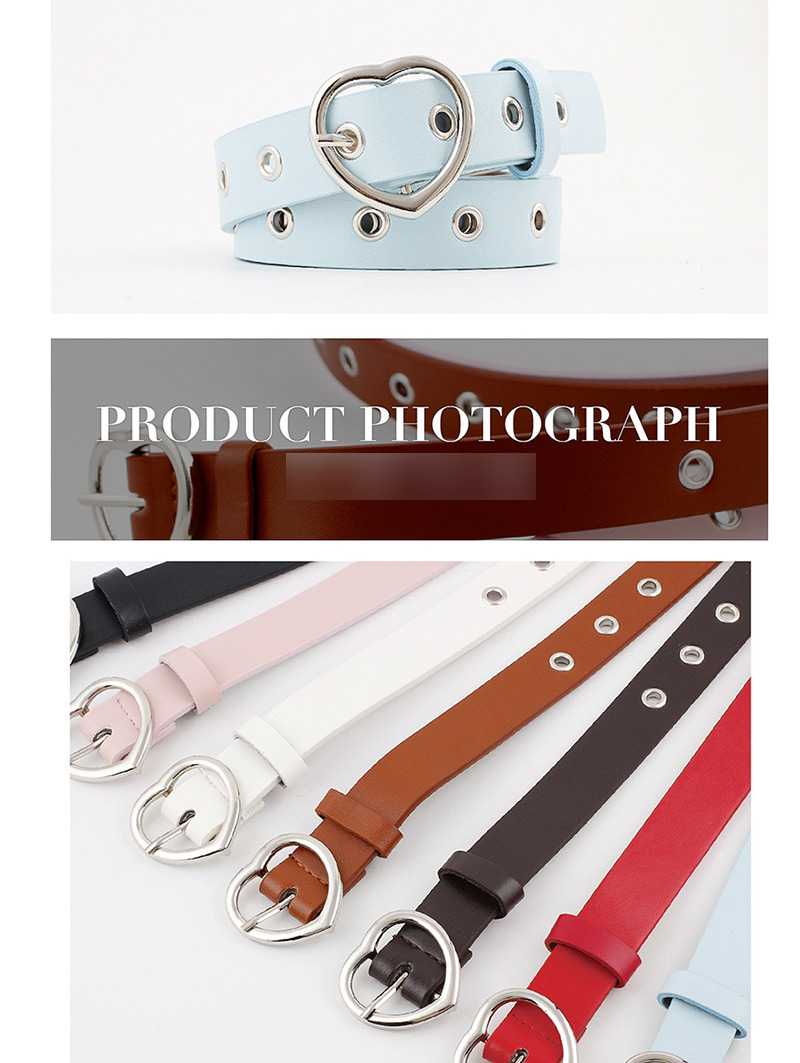 Fashion White Pin Buckle Love Buckle 镂 Air Eye Thin Belt,Thin belts