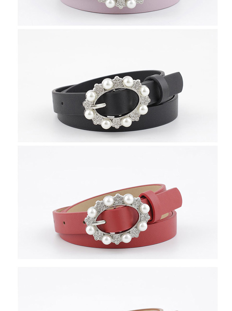 Fashion Black Pearl Pin Buckle Imitation Leather Belt,Thin belts