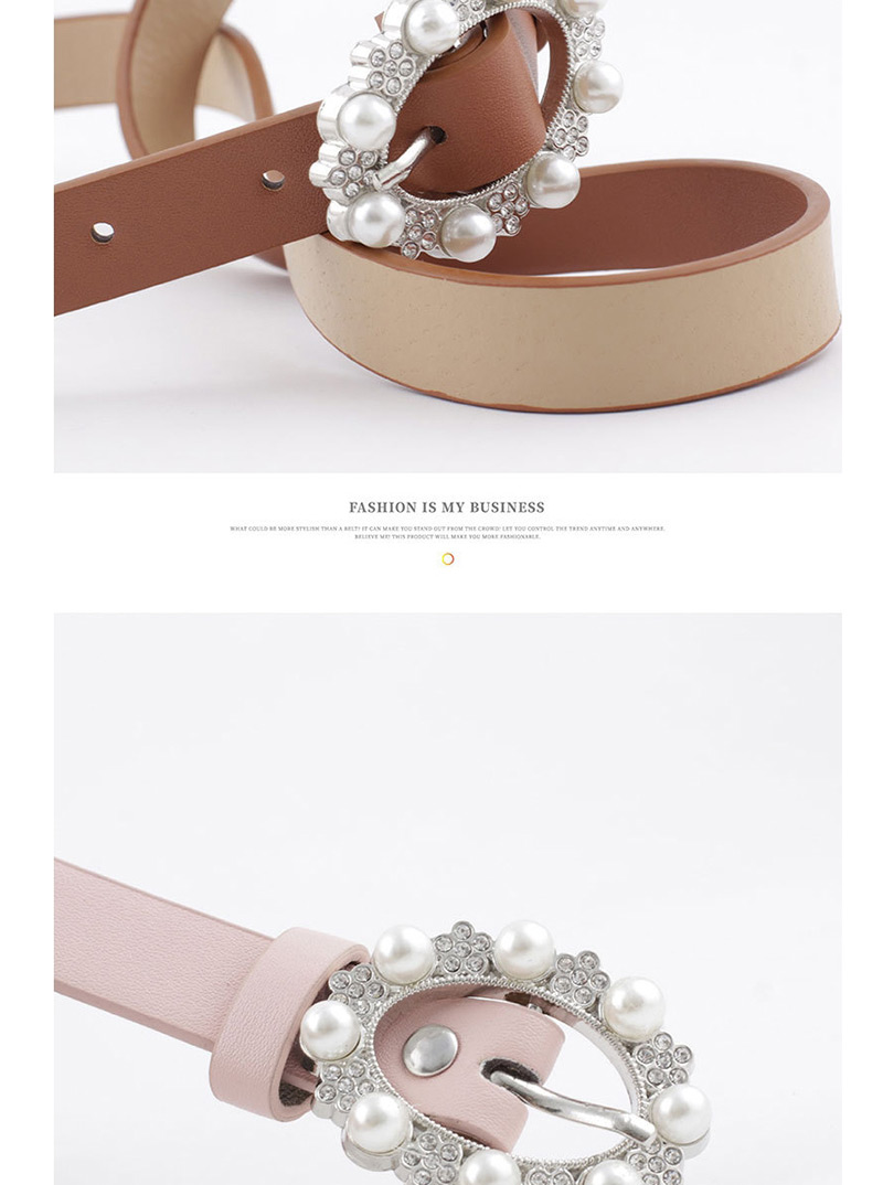 Fashion White Pearl Pin Buckle Imitation Leather Belt,Thin belts