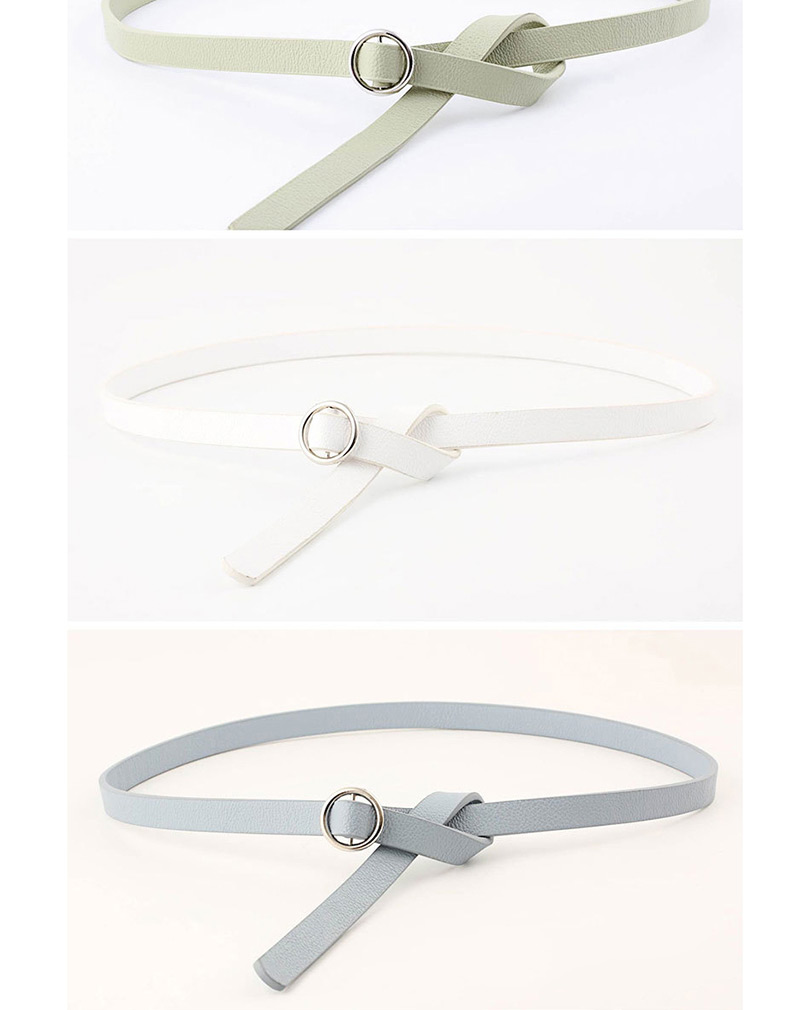 Fashion Sky Blue Double Fabric Small Round Buckle Knotted Thin Belt,Thin belts
