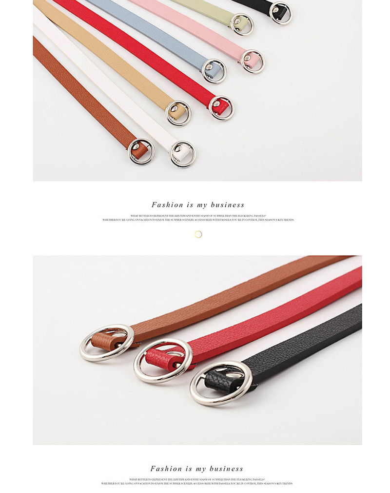 Fashion Beige Double Fabric Small Round Buckle Knotted Thin Belt,Thin belts