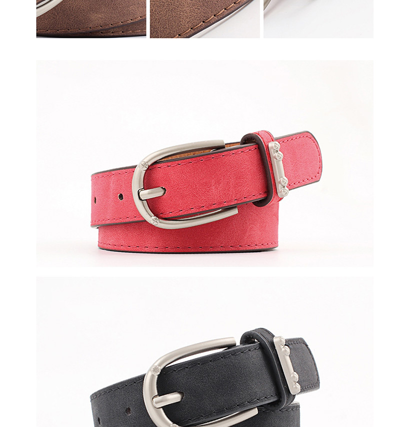 Fashion Coffee Alloy Accessories Ring Faux Leather Pin Buckle Flat Belt,Thin belts