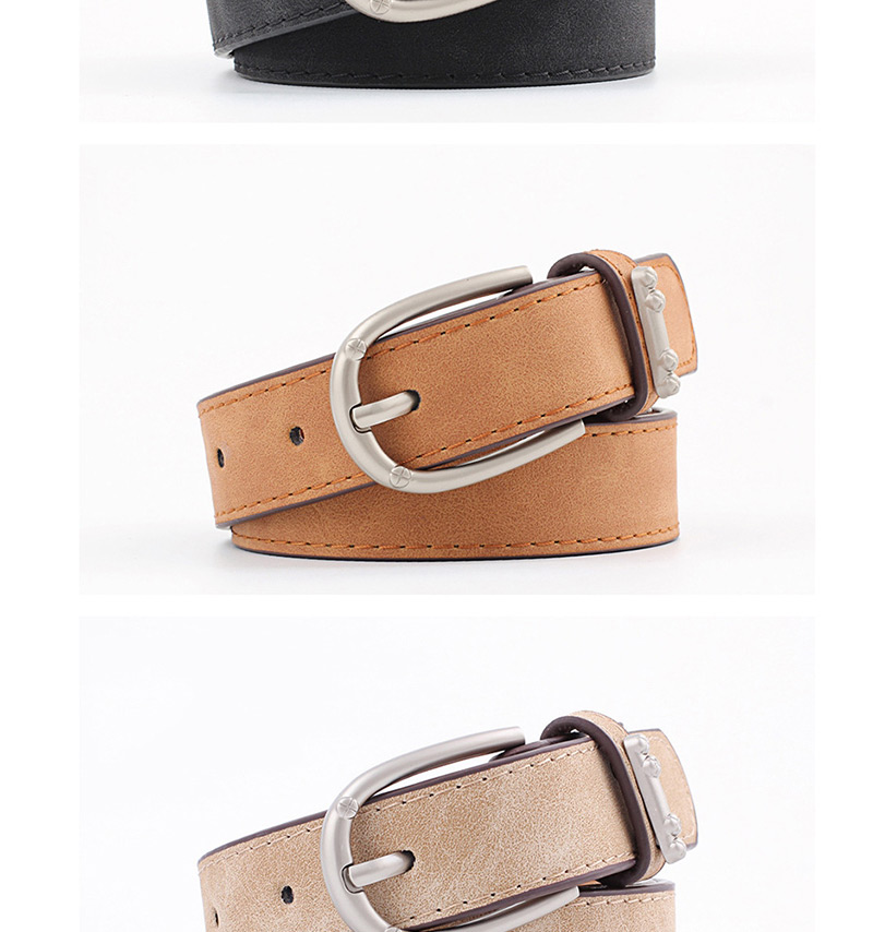 Fashion Khaki Alloy Accessories Ring Faux Leather Pin Buckle Flat Belt,Thin belts