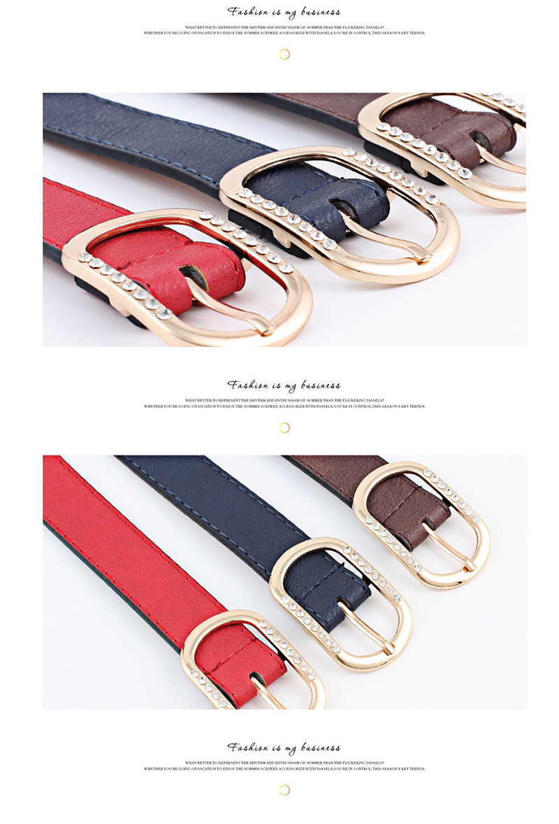 Fashion Red Pin Buckle Rhinestone Belt,Thin belts