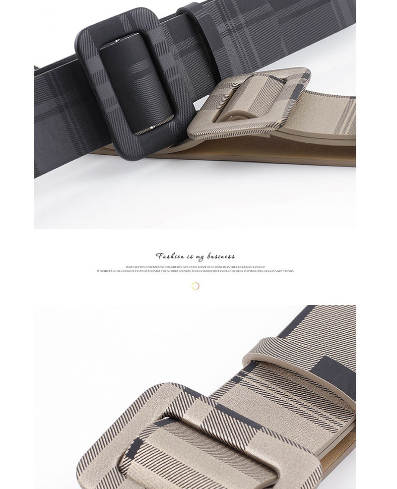 Fashion Khaki Front Edge Non-porous Wide Belt,Wide belts