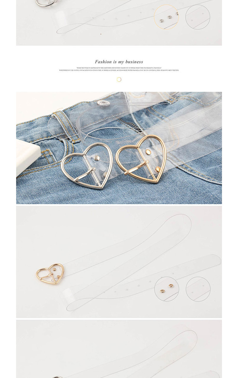 Fashion Heart Buckle + Gold + Eye Pvc Transparent Round Buckle Belt,Thin belts