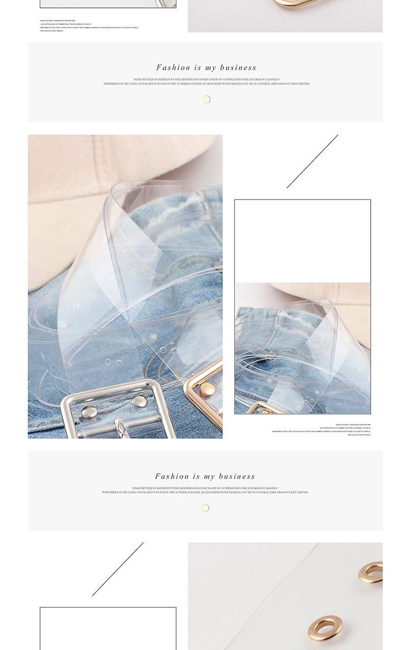 Fashion Heart Buckle + Gold Pvc Transparent Round Buckle Belt,Thin belts