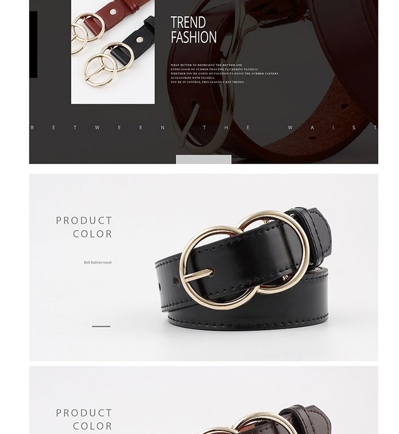Fashion Black Double Ring Pin Buckle Belt,Thin belts