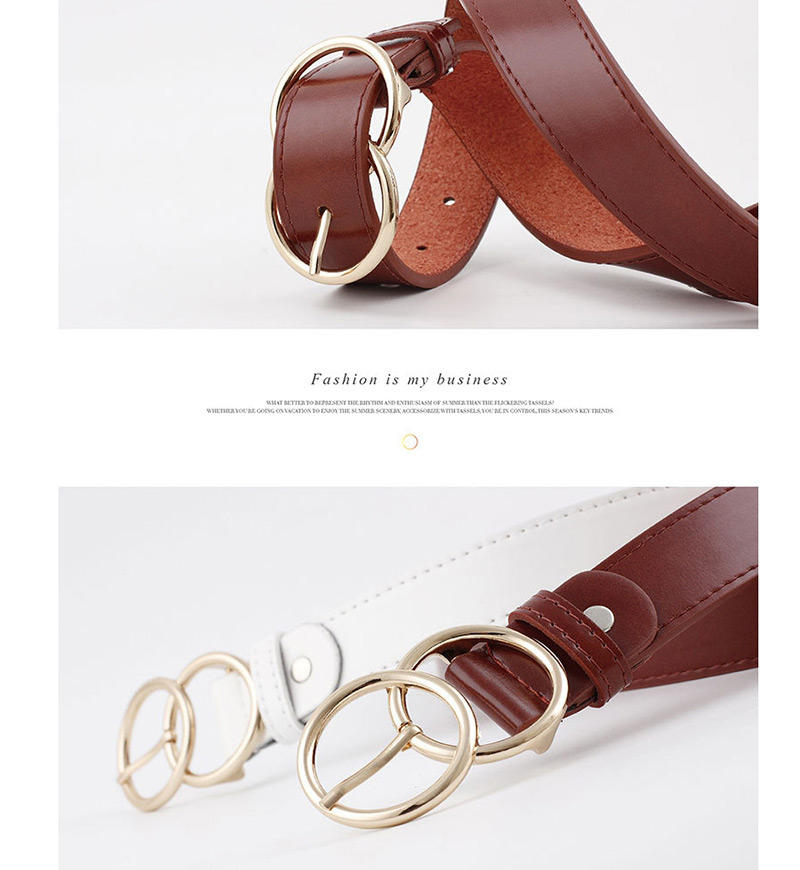 Fashion White Double Ring Pin Buckle Belt,Thin belts