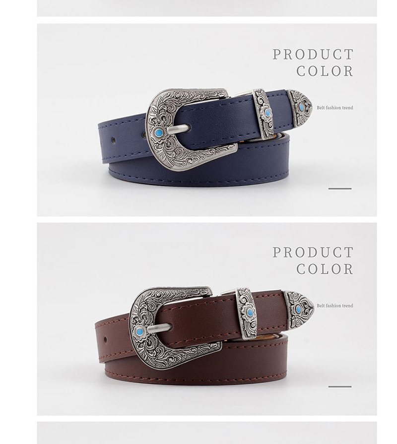 Fashion Coffee Metal Carved Buckle Belt,Thin belts