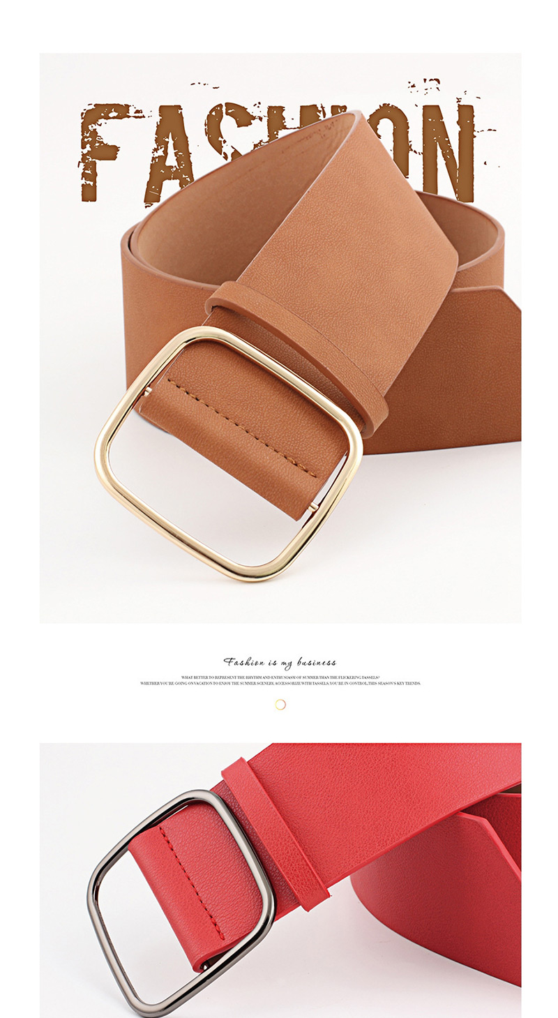 Fashion Camel + Gold Buckle Square Button Girdle,Wide belts