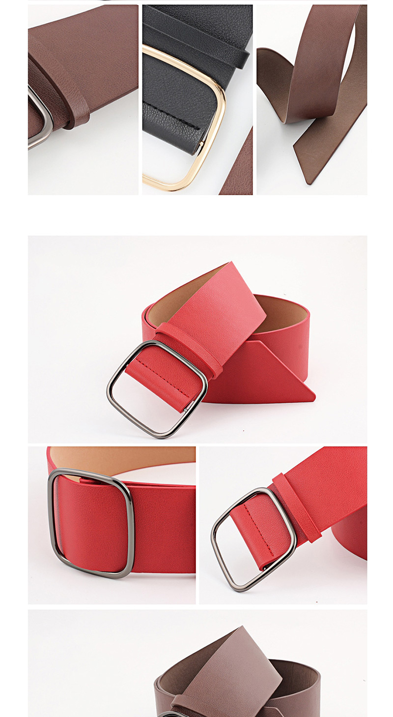 Fashion Red + Black Buckle Square Button Girdle,Wide belts