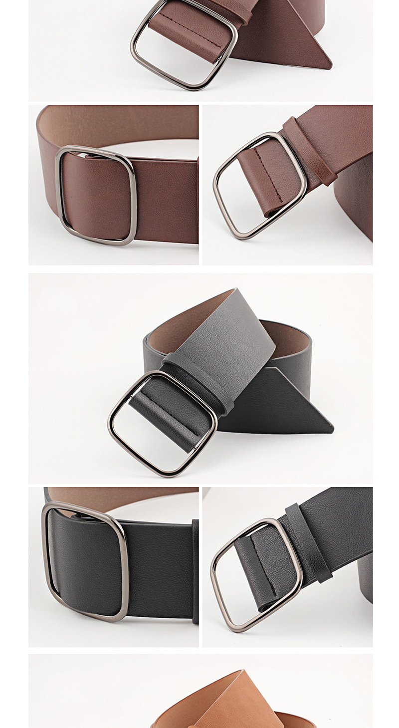 Fashion Coffee + Black Buckle Square Button Girdle,Wide belts