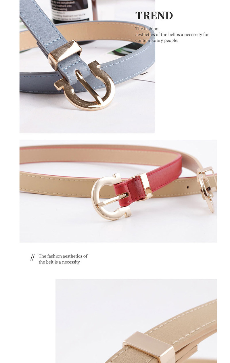 Fashion Khaki Alloy Buckle Thin Belt,Thin belts