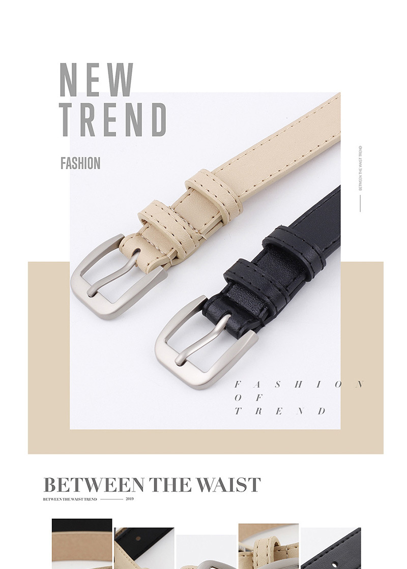 Fashion Beige Alloy Buckle Thin Belt,Thin belts