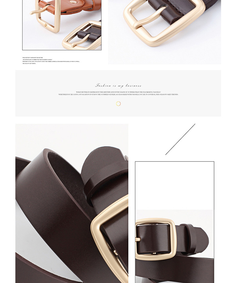 Fashion Khaki Fine Section Buckle Japanese Word Buckle Belt,Thin belts