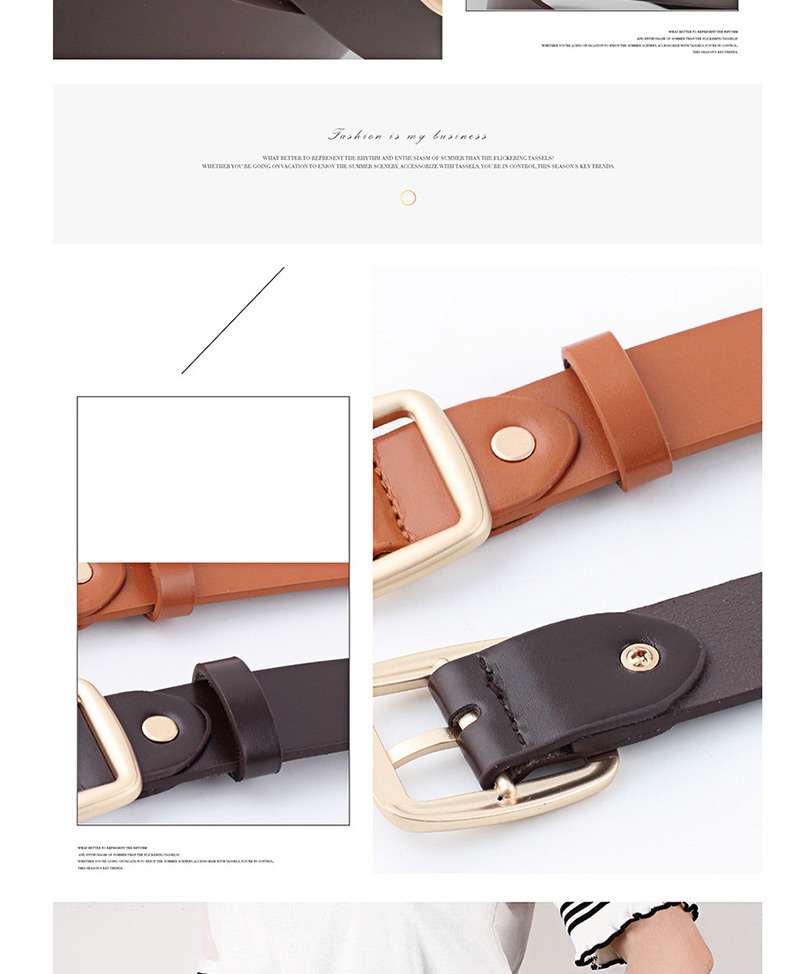 Fashion Coffee Fine Section Buckle Japanese Word Buckle Belt,Thin belts