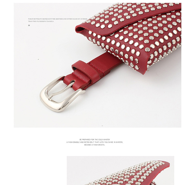 Fashion Camel Rivet Inlaid Belt Bag With Thin Belt,Thin belts