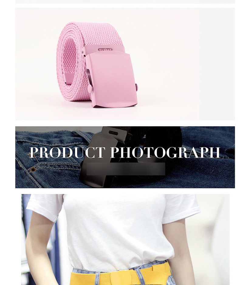 Fashion Pink Canvas Woven Smooth Buckle Belt,Wide belts