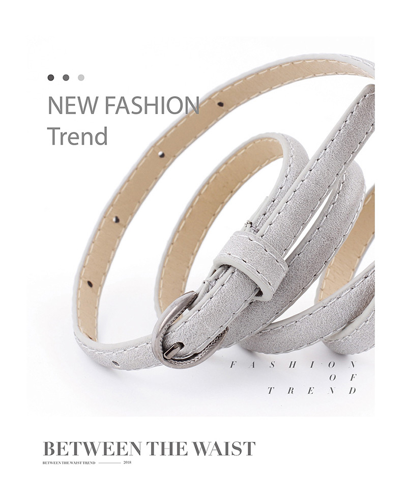 Fashion Light Gray Alloy Buckle Thin Belt,Thin belts
