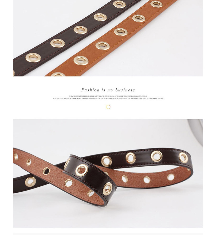 Fashion Camel Round Buckle Hollow Out Air Eye Belt,Thin belts