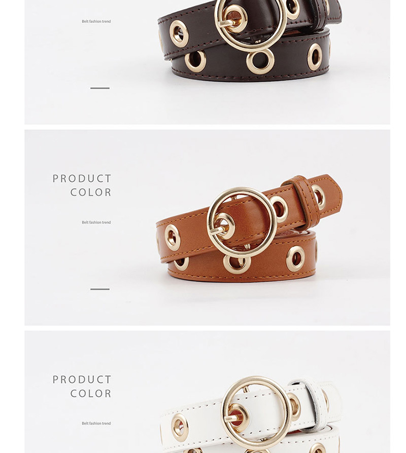 Fashion Coffee Round Buckle Hollow Out Air Eye Belt,Thin belts