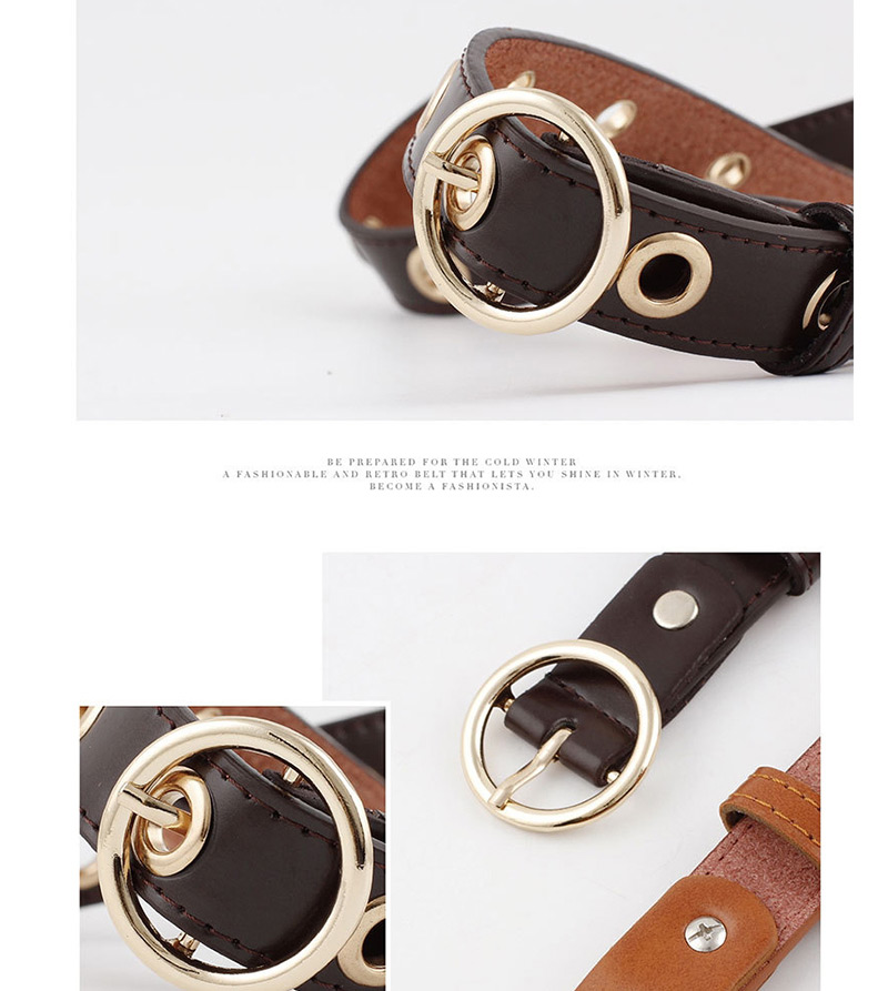 Fashion Black Round Buckle Hollow Out Air Eye Belt,Thin belts