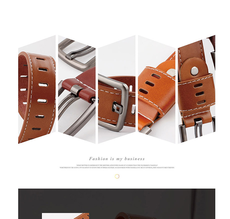 Fashion Red-brown Pin Buckle Hollow Hole Belt,Thin belts