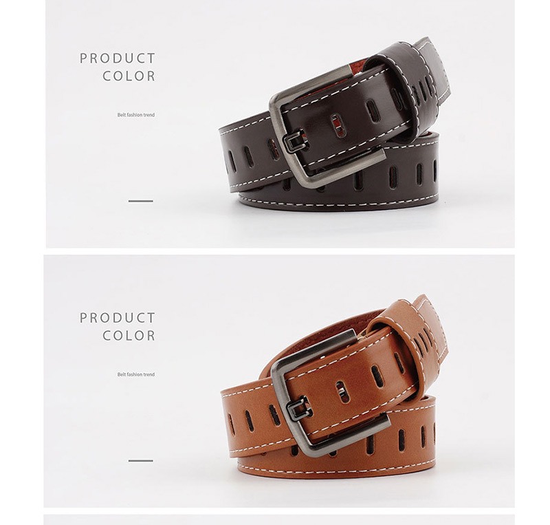 Fashion Red-brown Pin Buckle Hollow Hole Belt,Thin belts