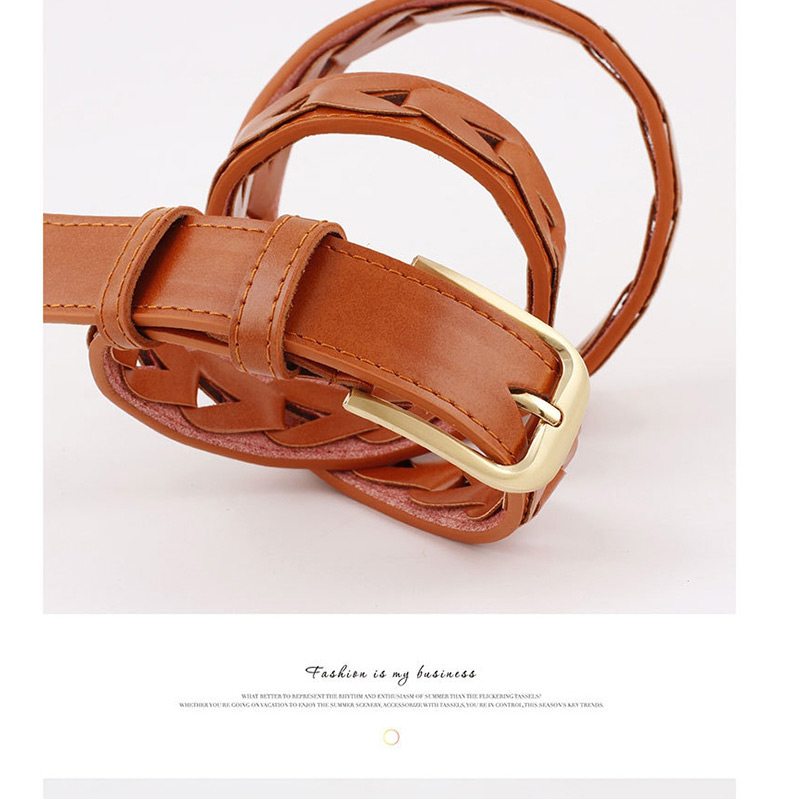 Fashion Camel Inlaid Triangle Pattern Hollow Pin Buckle Belt,Thin belts