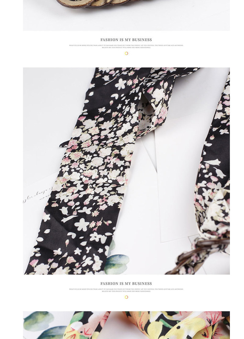 Fashion Floral Black Coconut Shell Woven Chiffon Ribbon Bow Thin Waist Seal,Thin belts