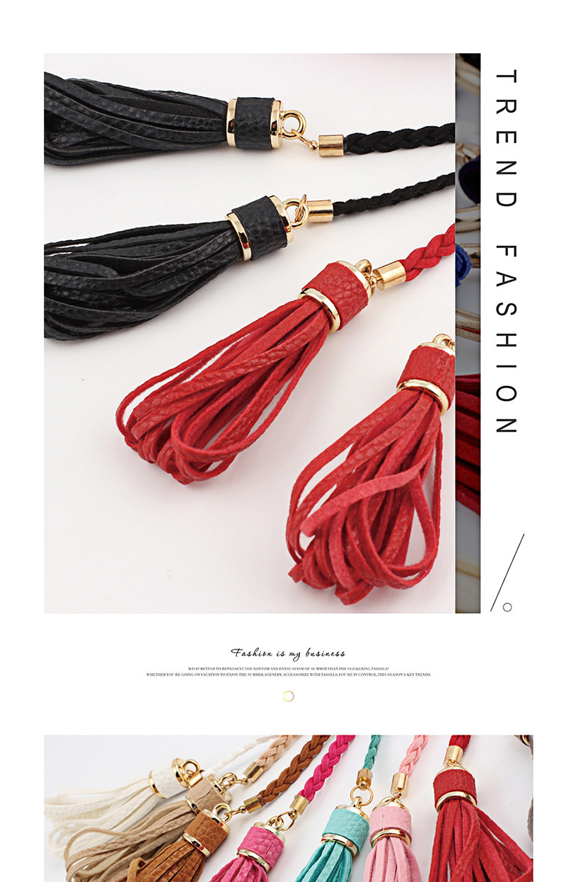 Fashion Red Woven Twist Tassel Thin Belt,Thin belts