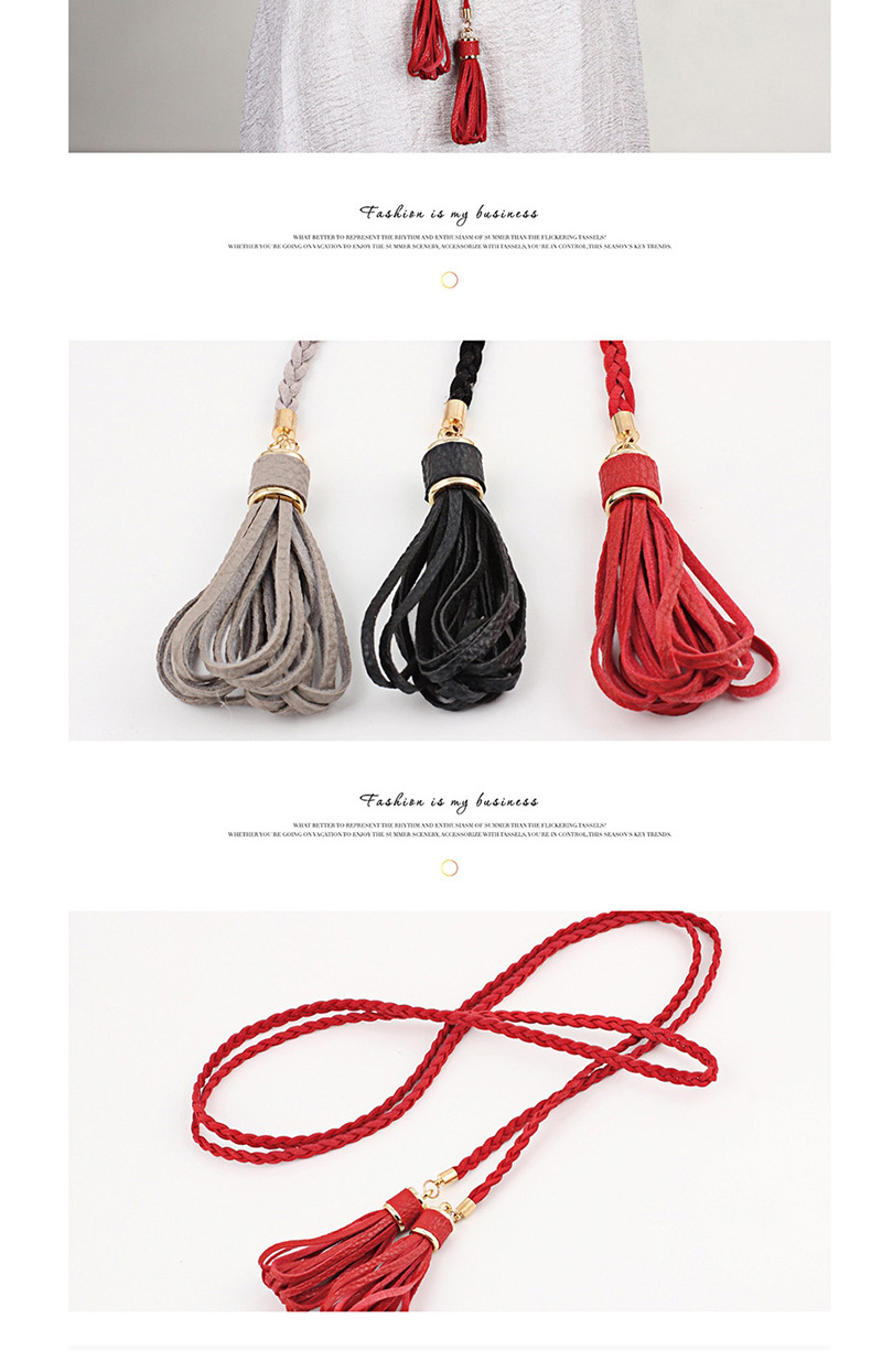 Fashion Red Woven Twist Tassel Thin Belt,Thin belts