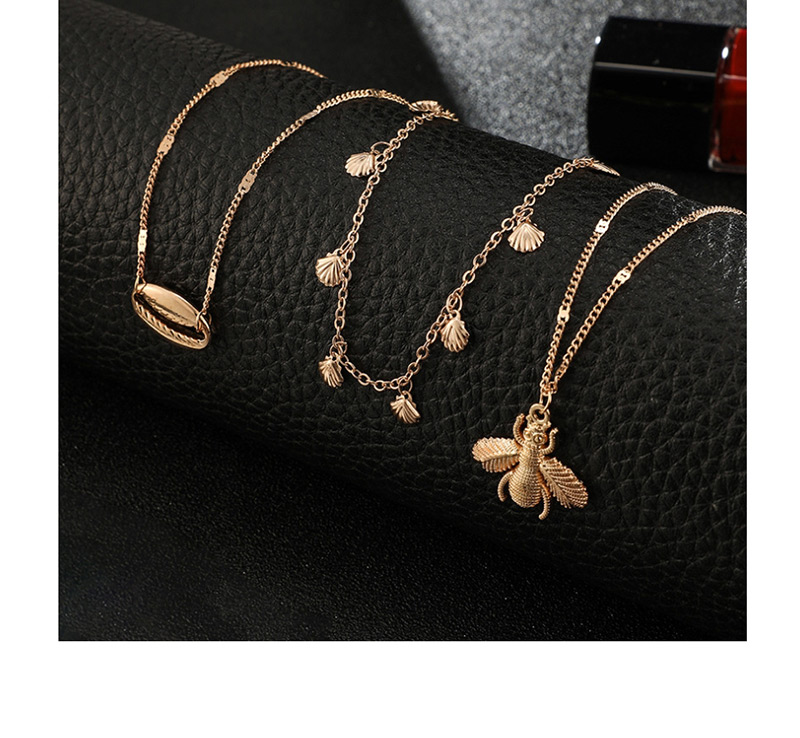 Fashion Gold Alloy Scallop Bee Shell Multi-layer Necklace,Multi Strand Necklaces