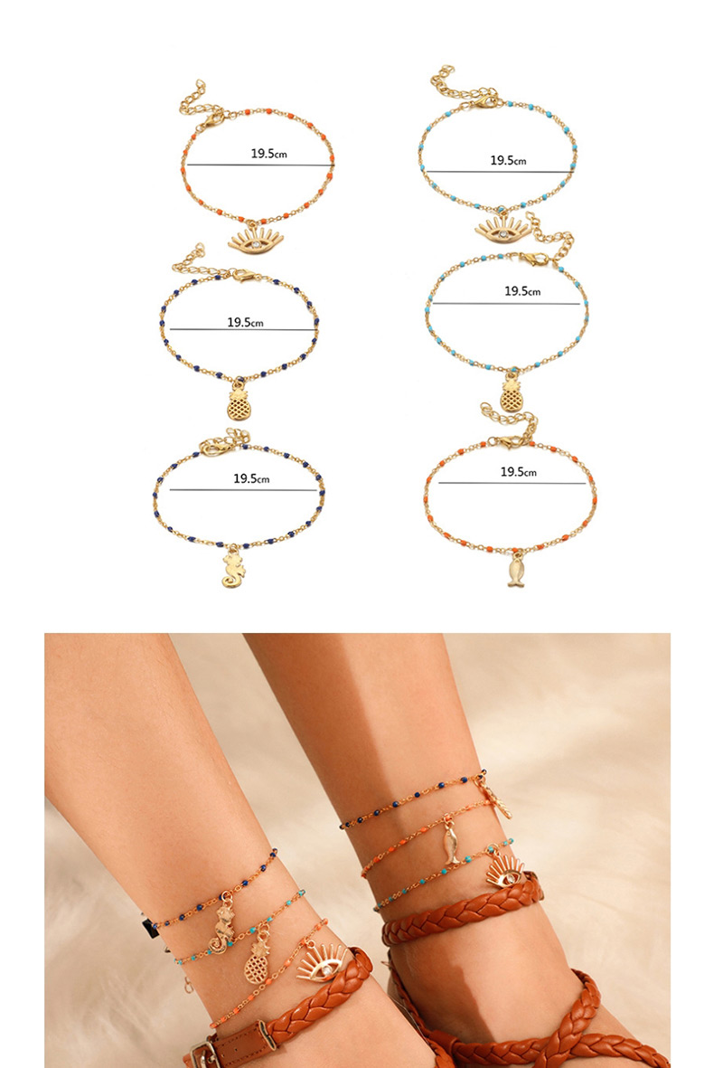 Fashion Gold Small Fish Hippocampus Eye Pineapple Anklet,Fashion Anklets